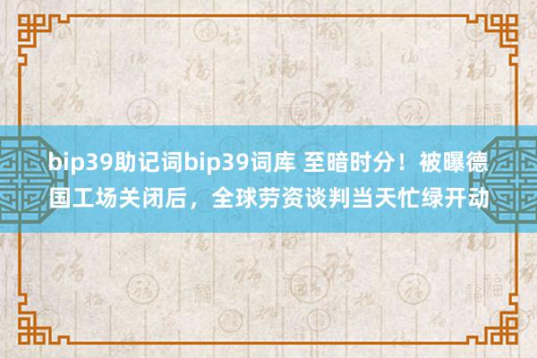 bip39助记词bip39词库 至暗时分！被曝德国工场关闭后，全球劳资谈判当天忙绿开动