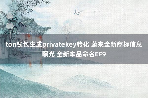 ton钱包生成privatekey转化 蔚来全新商标信息曝光 全新车品命名EF9